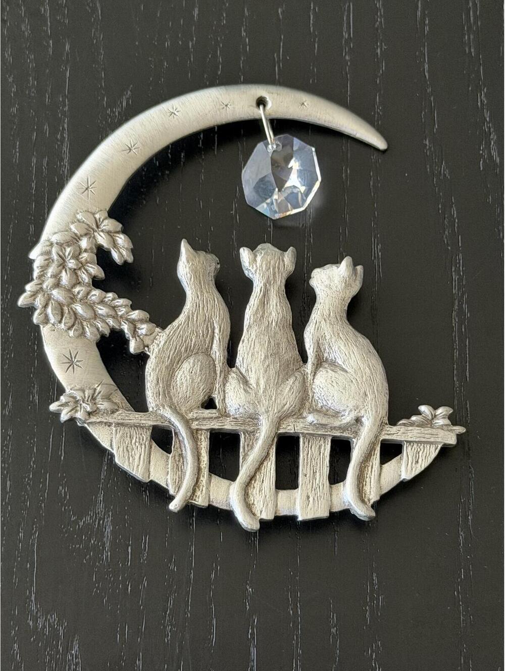 Lindsay Claire Pewter and Crystal Cat Suncatcher